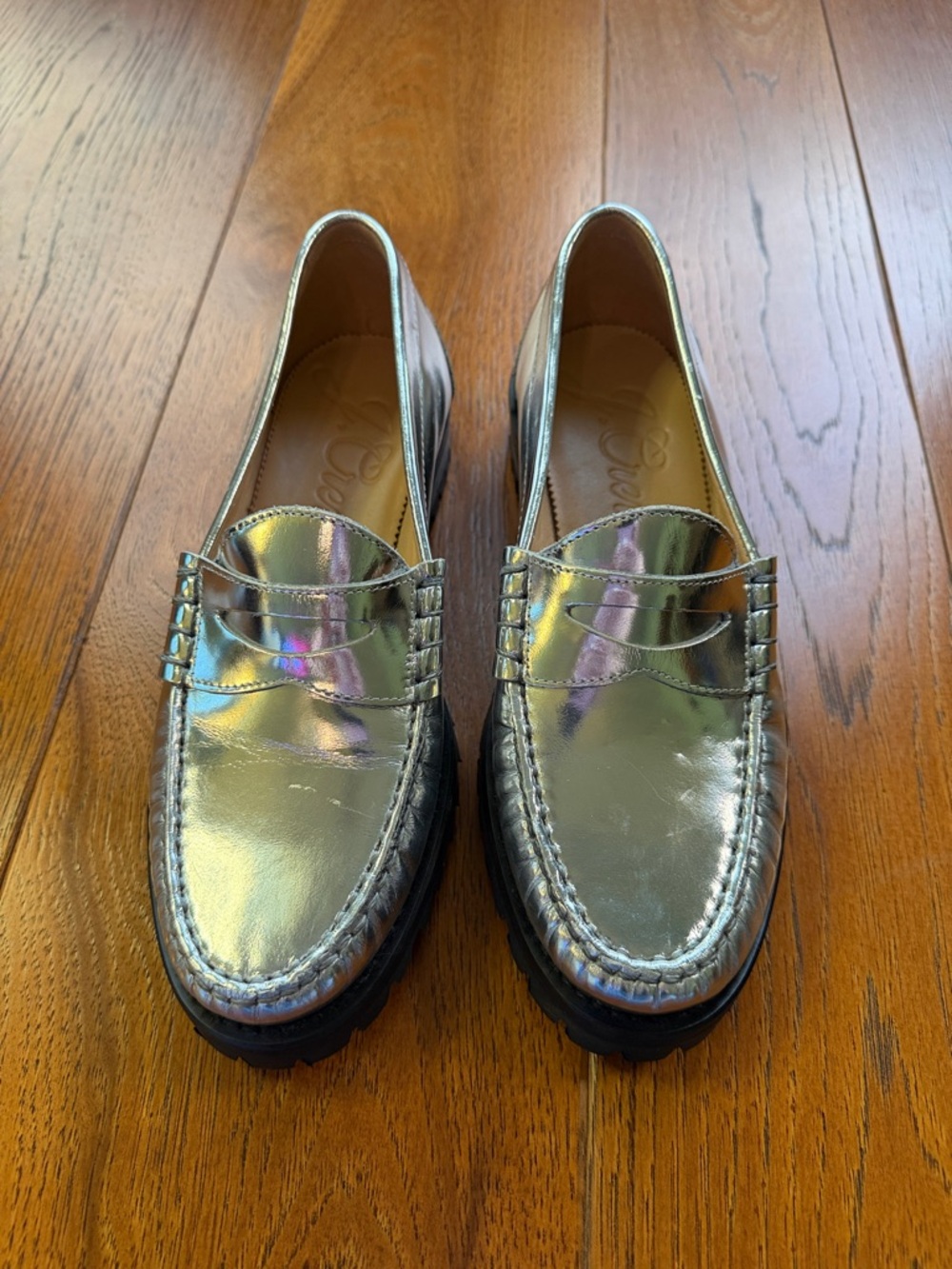 J.Crew Winona Penny Loafers In Metallic Leather - Picture 2 of 11